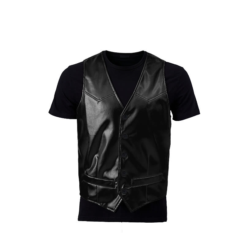 Gilet de costume en cuir pour homme, style western intemporel - image 12