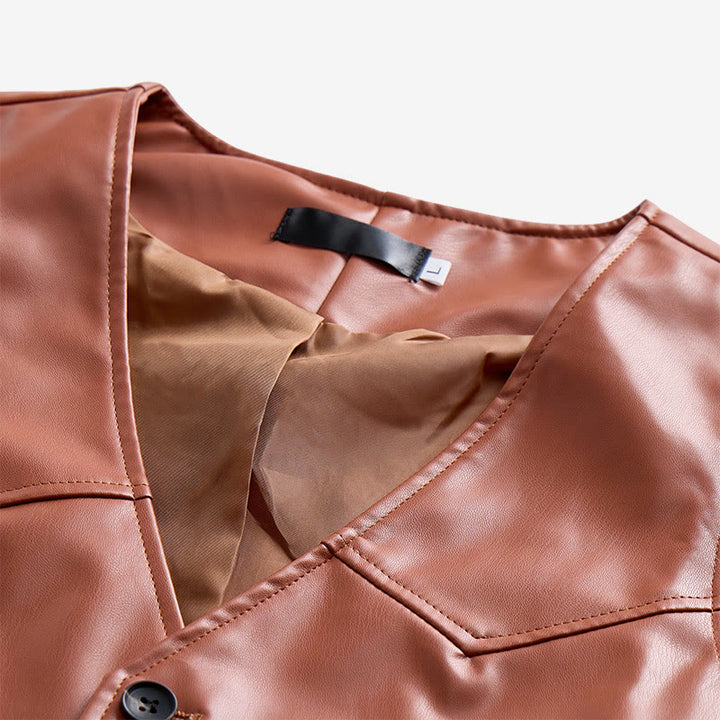 Gilet de costume en cuir pour homme, style western intemporel - image 6