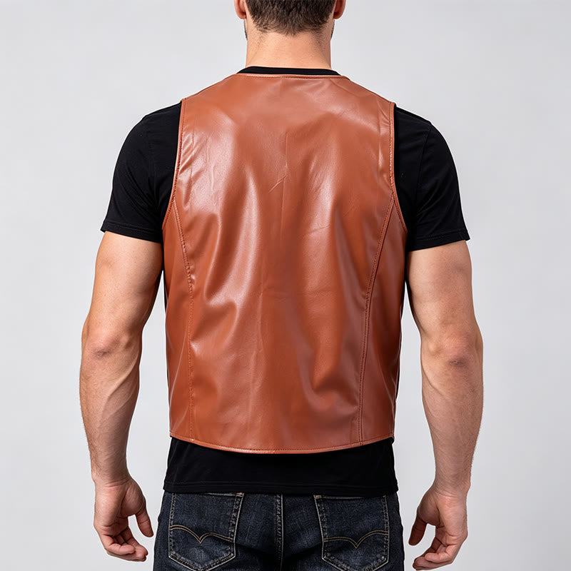 Gilet de costume en cuir pour homme, style western intemporel - image 2