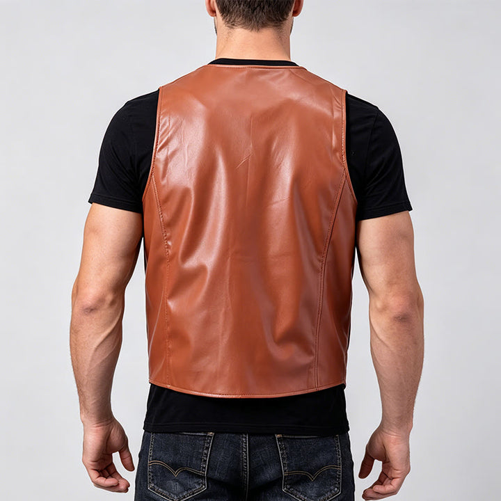 Gilet de costume en cuir pour homme, style western intemporel - image 2