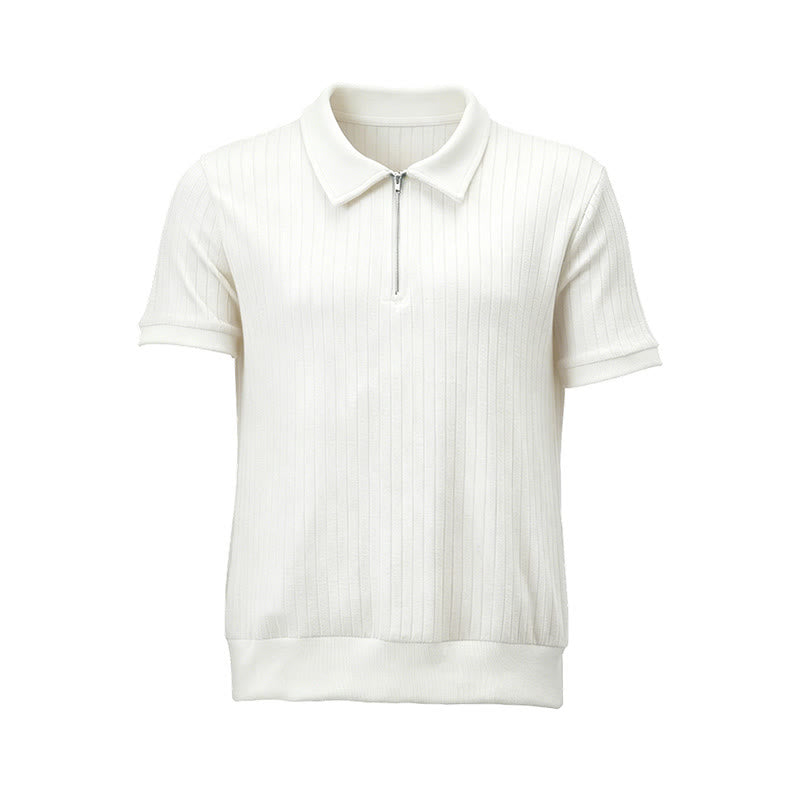 Polo homme en maille côtelée verticale avec col zippé - image 15