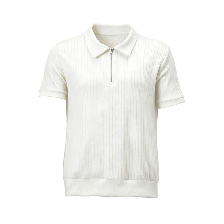 Polo homme en maille côtelée verticale avec col zippé - image 15