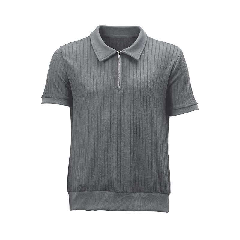 Polo homme en maille côtelée verticale avec col zippé - image 16