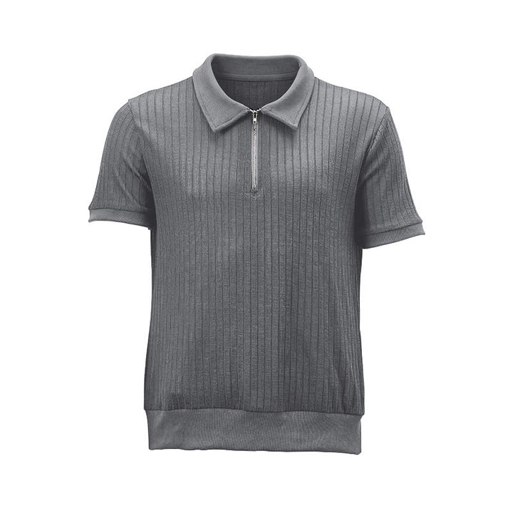 Polo homme en maille côtelée verticale avec col zippé - image 16