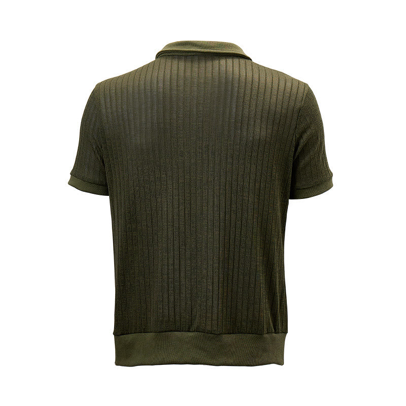 Polo homme en maille côtelée verticale avec col zippé - image 13
