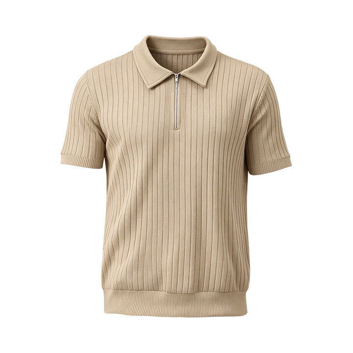 Polo homme en maille côtelée verticale avec col zippé - image 18