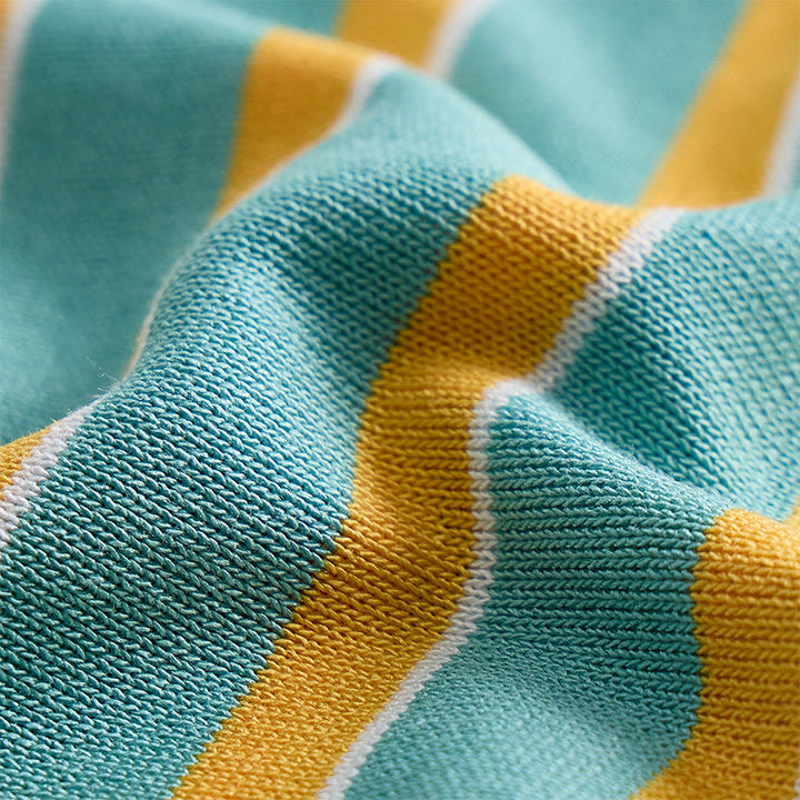 Polo homme à rayures verticales turquoise et or - image 5