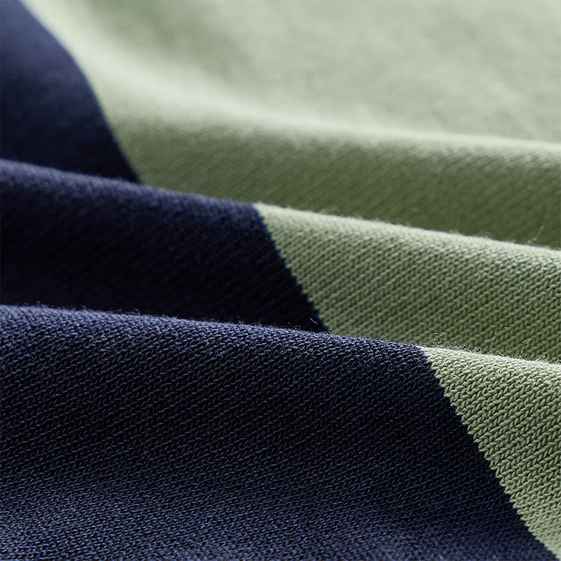 Polo homme rétro à rayures color-block bleu marine et sauge - image 6