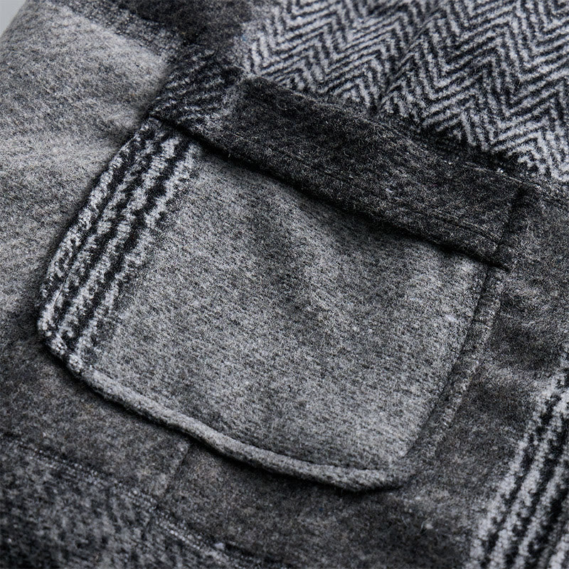Gilet de costume gris patchwork à chevrons et pied-de-poule pour homme - image 5