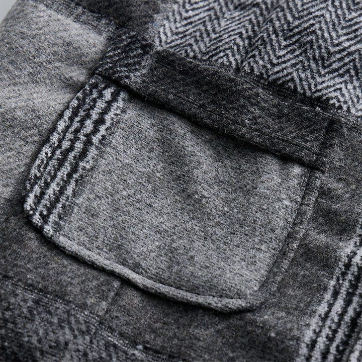 Gilet de costume gris patchwork à chevrons et pied-de-poule pour homme - image 5