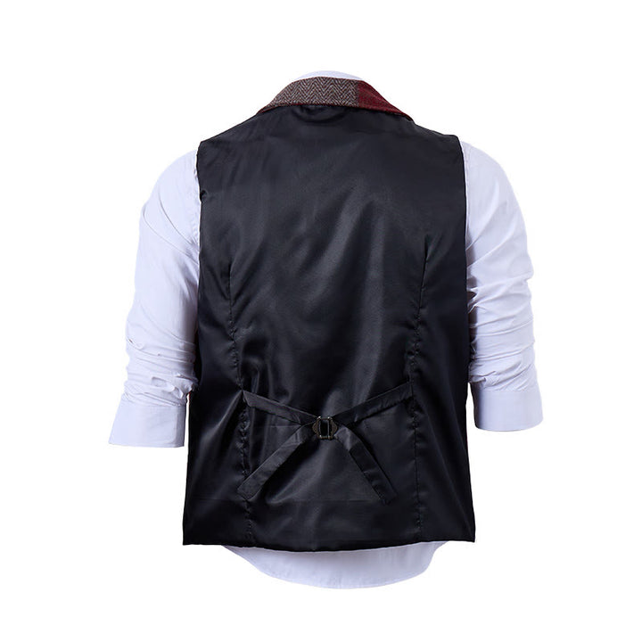 Gilet de costume homme à motifs chevrons patchwork aux tons chauds - image 10