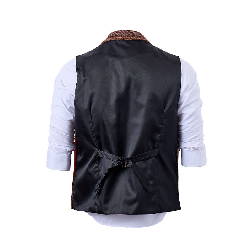 Gilet de costume homme à motifs chevrons patchwork aux tons chauds - image 21
