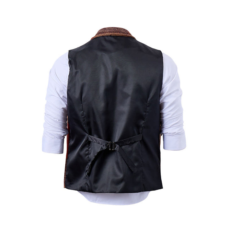 Gilet de costume homme à motifs chevrons patchwork aux tons chauds - image 21