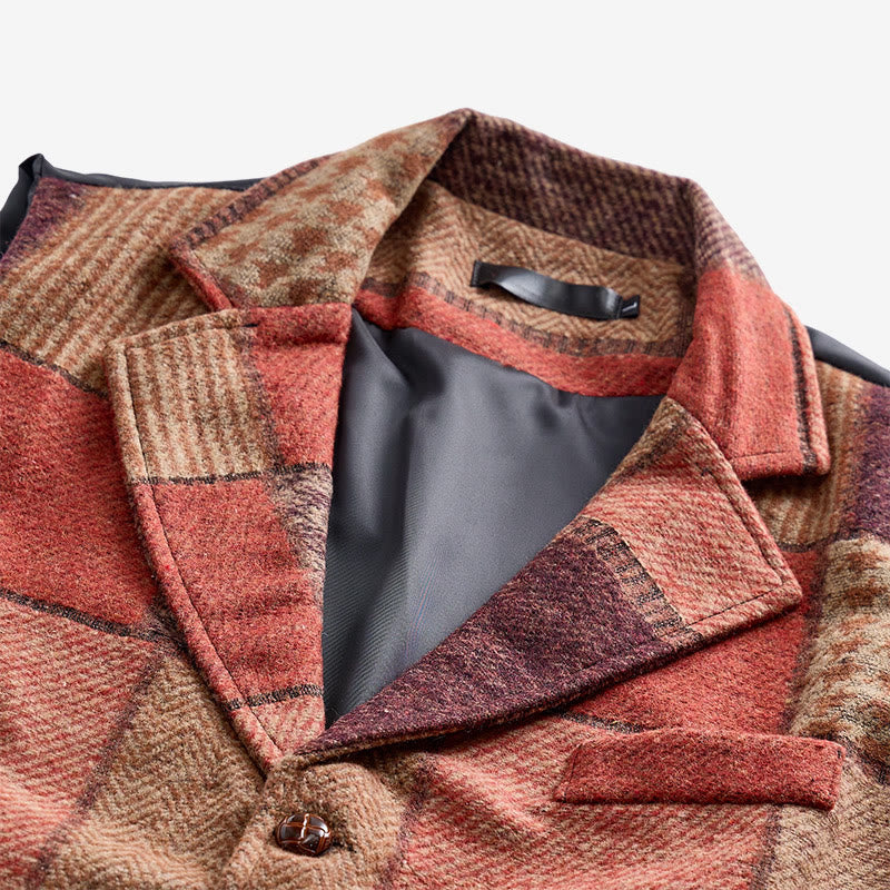 Gilet de costume homme à motifs chevrons patchwork aux tons chauds - image 5