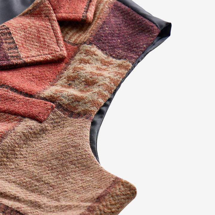 Gilet de costume homme à motifs chevrons patchwork aux tons chauds - image 8