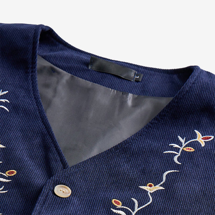 Gilet de costume élégant pour homme, brodé de motifs floraux et de vigne - image 6
