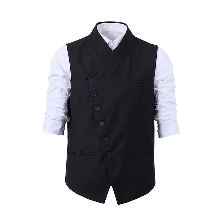 Gilet de costume formel pour homme, coupe moderne et asymétrique, à revers. - image 12