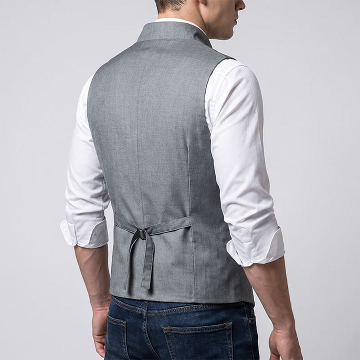 Gilet de costume formel pour homme, coupe moderne et asymétrique, à revers. - image 3