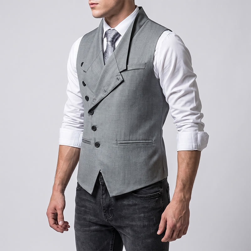 Gilet de costume formel pour homme, coupe moderne et asymétrique, à revers. - image 2