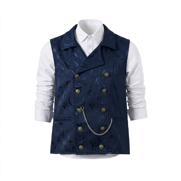 Gilet de costume croisé pour homme en jacquard floral avec détail de chaîne - image 13