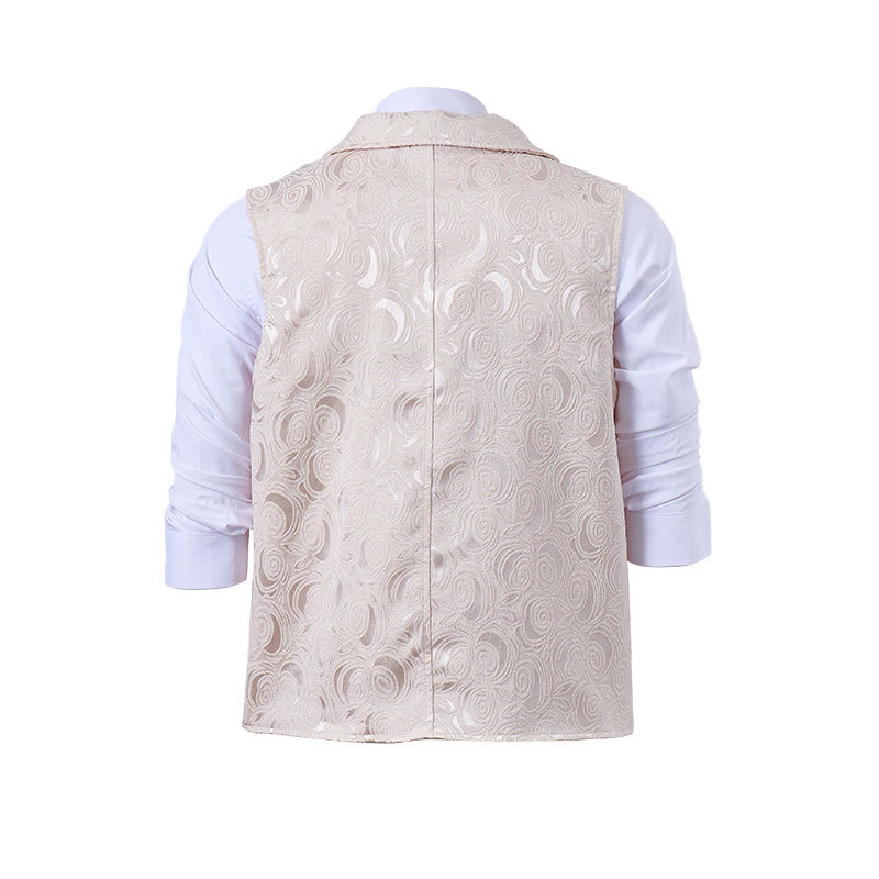 Gilet de costume croisé pour homme en jacquard floral avec détail de chaîne - image 11