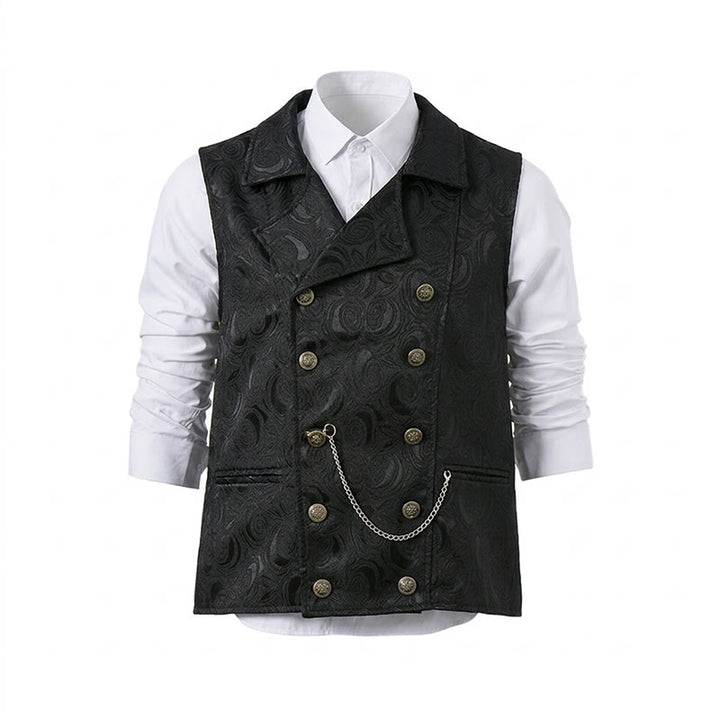 Gilet de costume croisé pour homme en jacquard floral avec détail de chaîne - image 12