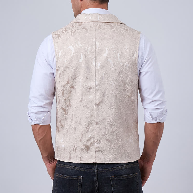 Gilet de costume croisé pour homme en jacquard floral avec détail de chaîne - image 4