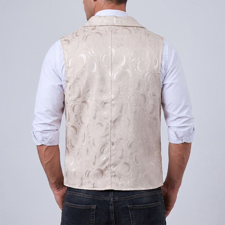 Gilet de costume croisé pour homme en jacquard floral avec détail de chaîne - image 4