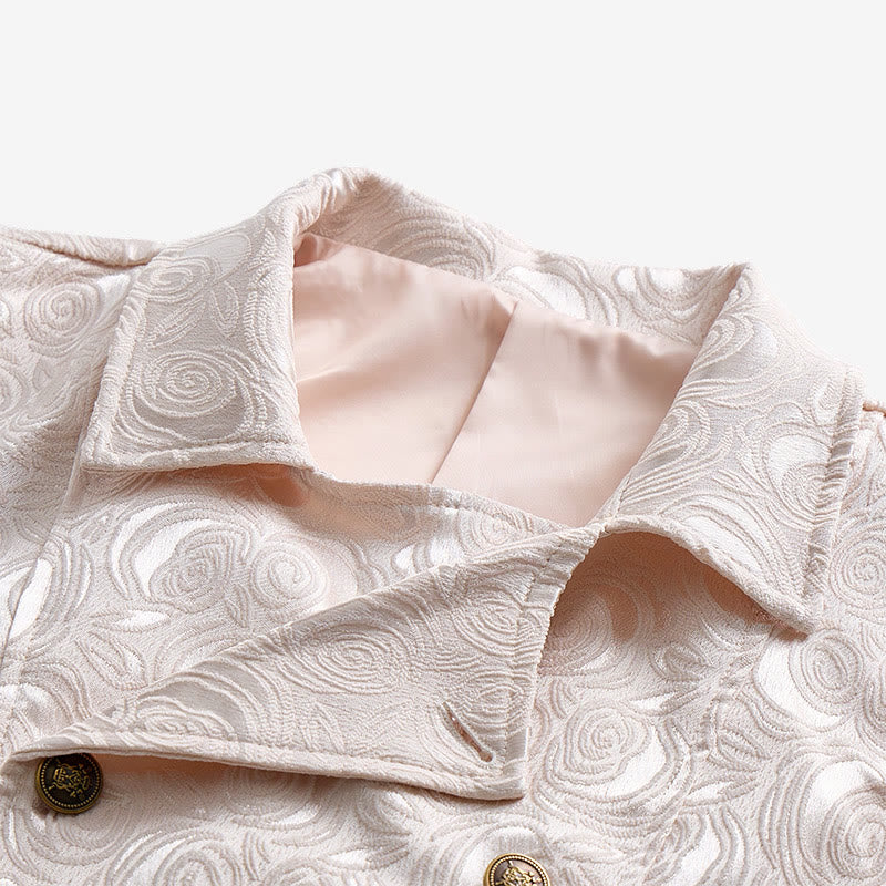Gilet de costume croisé pour homme en jacquard floral avec détail de chaîne - image 6