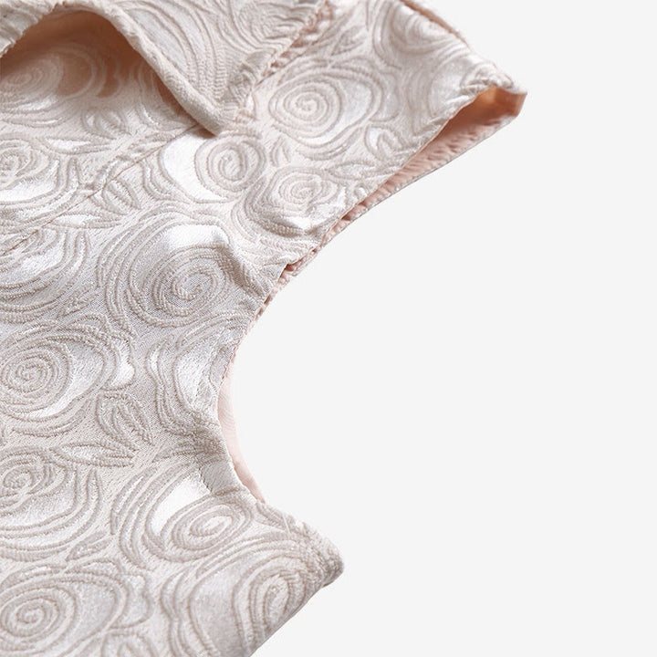 Gilet de costume croisé pour homme en jacquard floral avec détail de chaîne - image 9