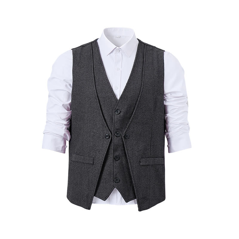 Gilet de costume pour homme à chevrons, style superposé raffiné - image 12