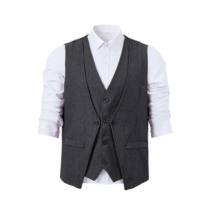 Gilet de costume pour homme à chevrons, style superposé raffiné - image 12