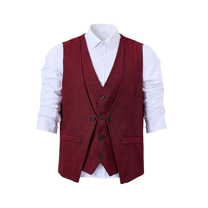 Gilet de costume pour homme à chevrons, style superposé raffiné - image 10
