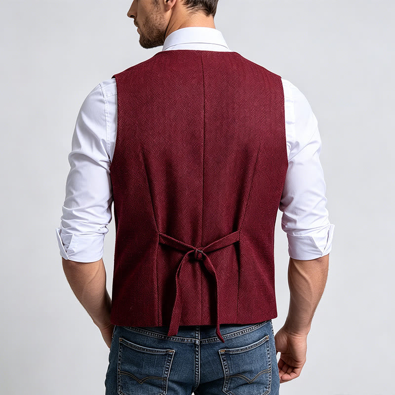 Gilet de costume pour homme à chevrons, style superposé raffiné - image 3