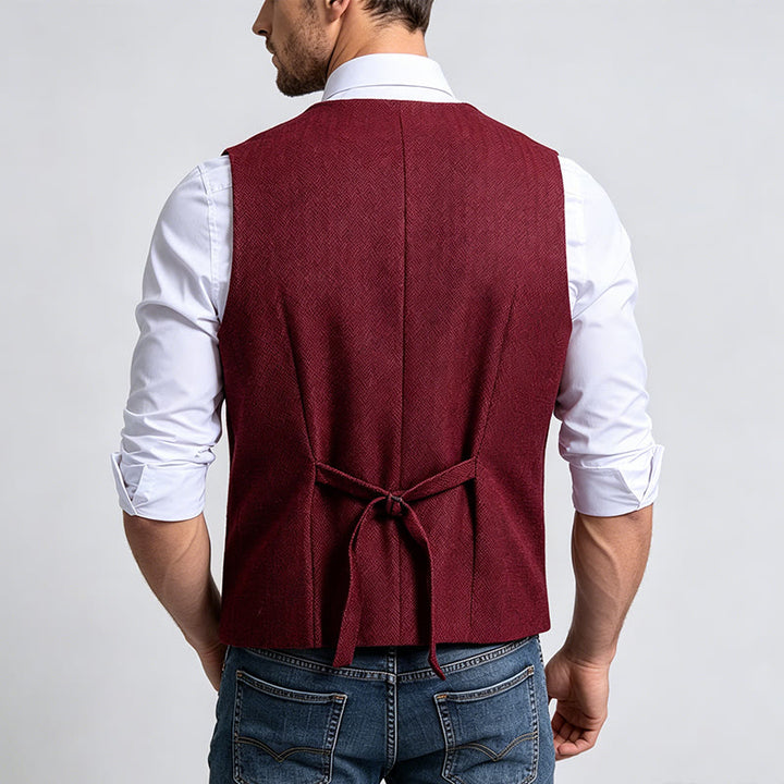 Gilet de costume pour homme à chevrons, style superposé raffiné - image 3