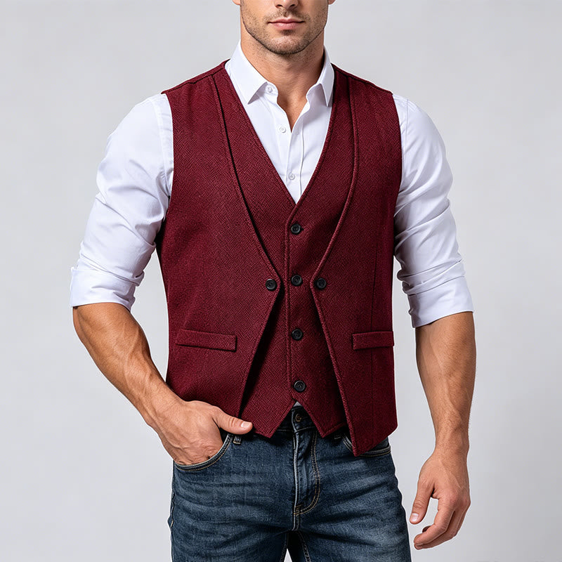 Gilet de costume pour homme à chevrons, style superposé raffiné - image 1