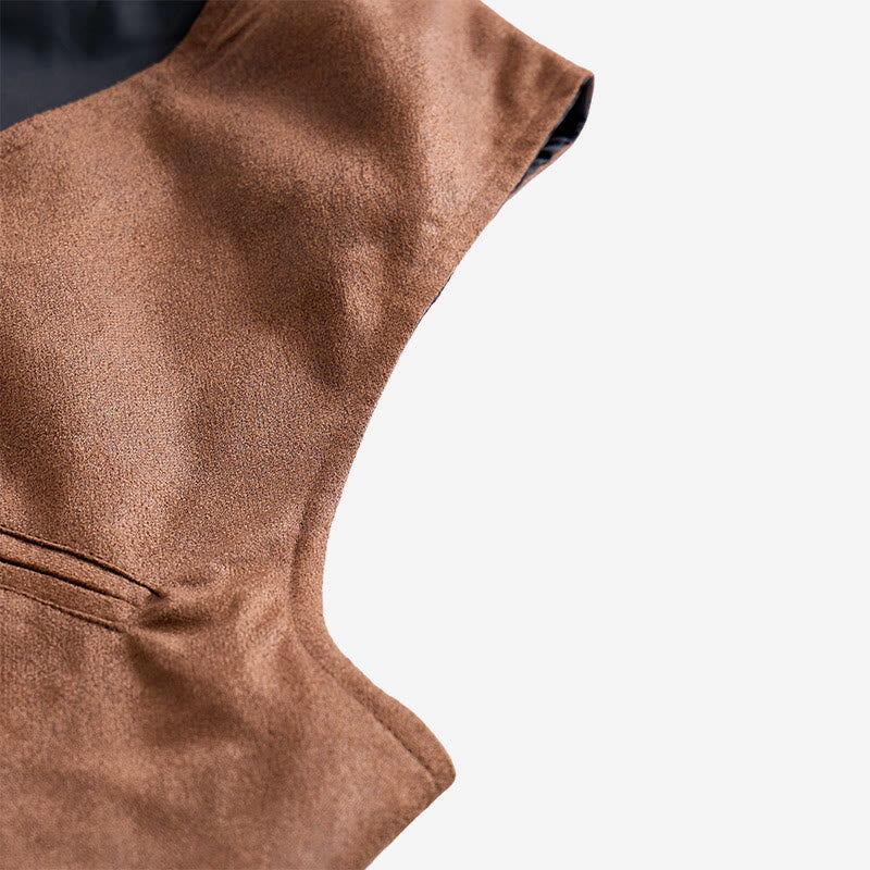 Gilet de costume western pour homme en faux daim à simple boutonnage - image 8