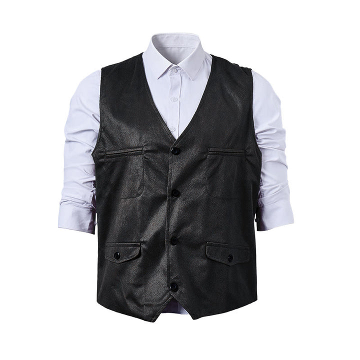 Gilet de costume western pour homme en faux daim à simple boutonnage - image 11