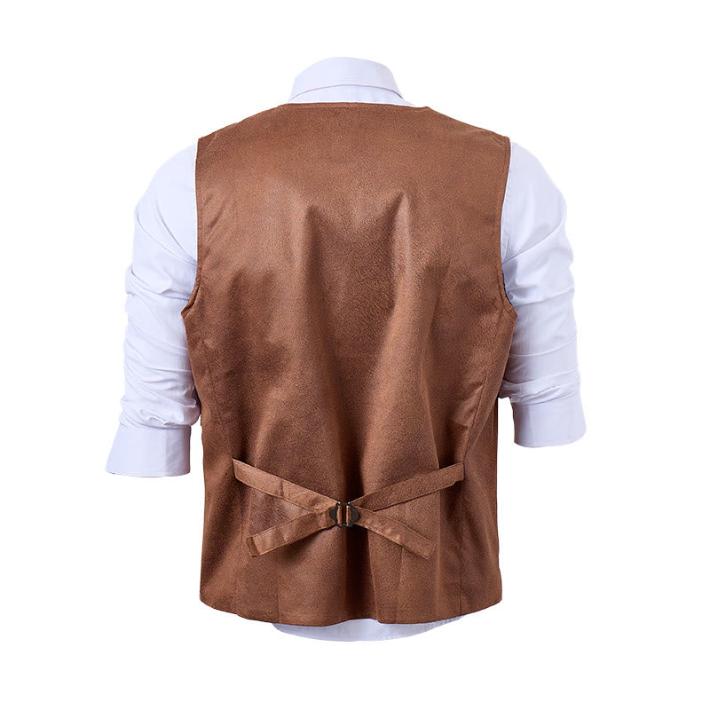 Gilet de costume western pour homme en faux daim à simple boutonnage - image 10