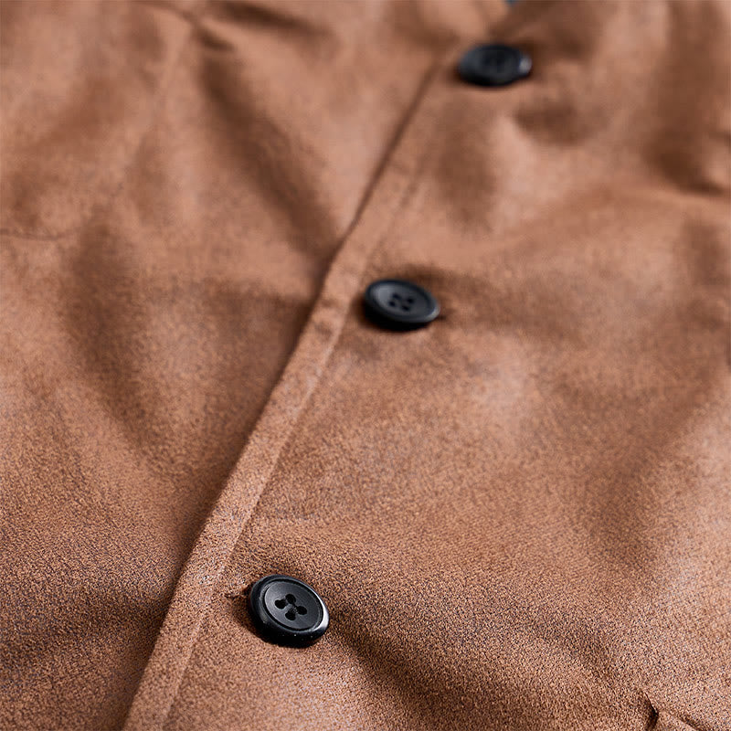 Gilet de costume western pour homme en faux daim à simple boutonnage - image 6