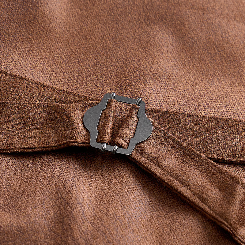 Gilet de costume western pour homme en faux daim à simple boutonnage - image 9