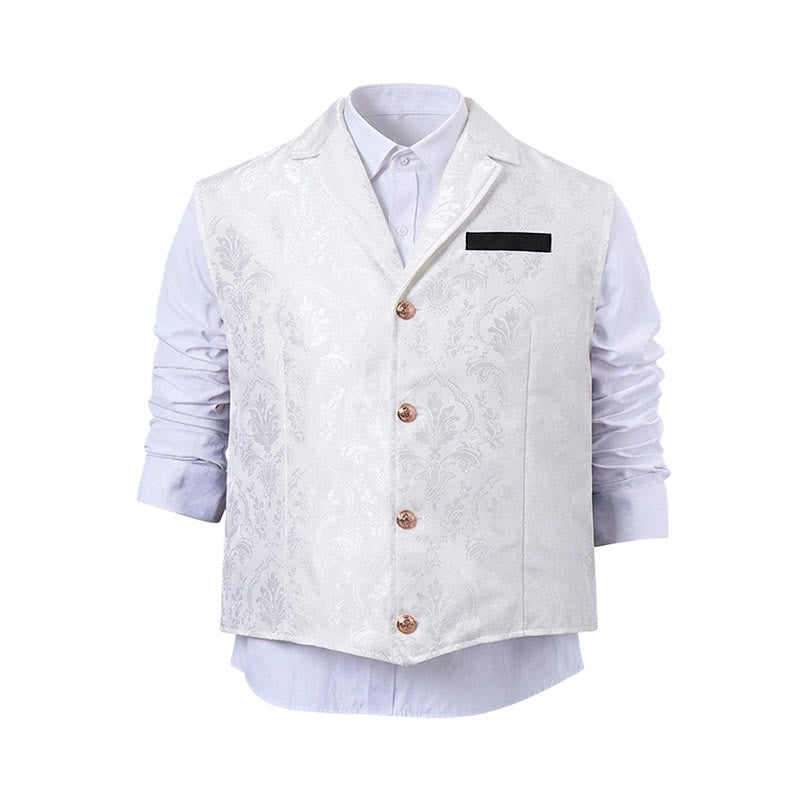 Gilet de costume pour homme, style victorien, en jacquard à motif cachemire et revers cranté - image 21