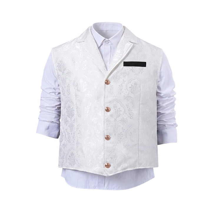 Gilet de costume pour homme, style victorien, en jacquard à motif cachemire et revers cranté - image 21