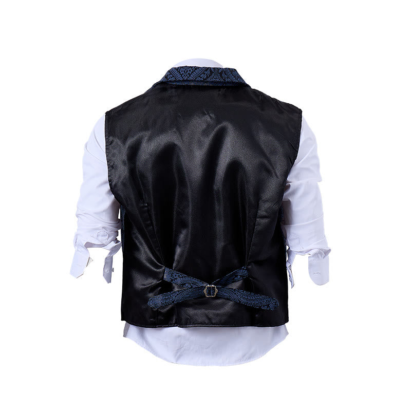 Gilet de costume pour homme, style victorien, en jacquard à motif cachemire et revers cranté - image 18