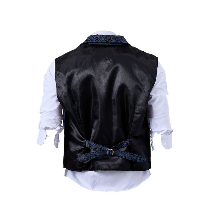 Gilet de costume pour homme, style victorien, en jacquard à motif cachemire et revers cranté - image 18