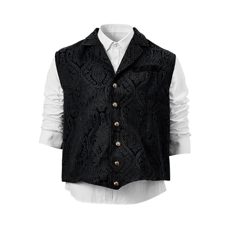 Gilet de costume pour homme, style victorien, en jacquard à motif cachemire et revers cranté - image 19