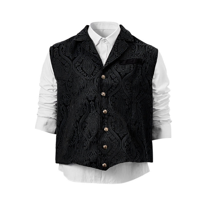 Gilet de costume pour homme, style victorien, en jacquard à motif cachemire et revers cranté - image 19