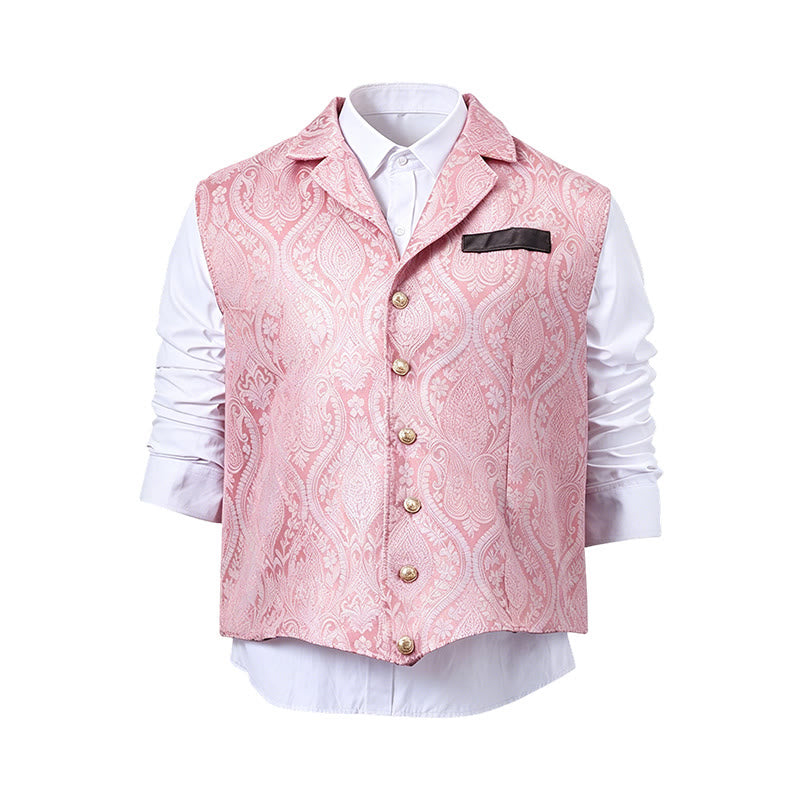 Gilet de costume pour homme, style victorien, en jacquard à motif cachemire et revers cranté - image 22