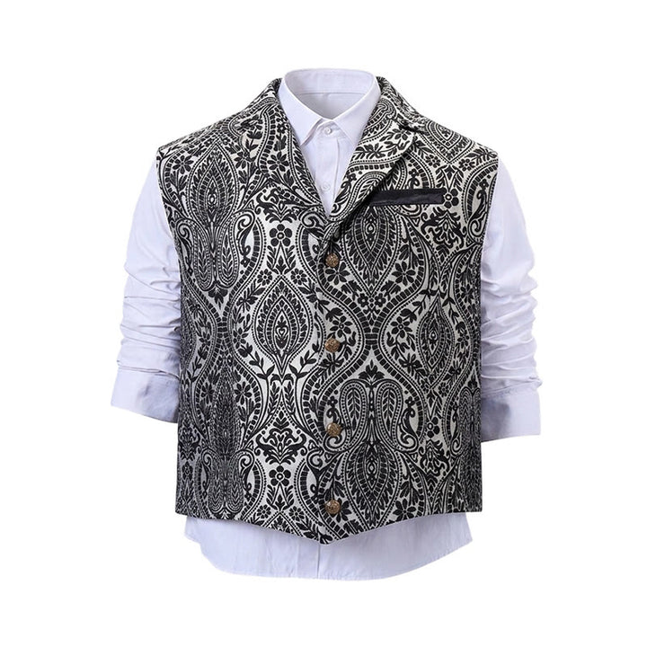 Gilet de costume pour homme, style victorien, en jacquard à motif cachemire et revers cranté - image 23