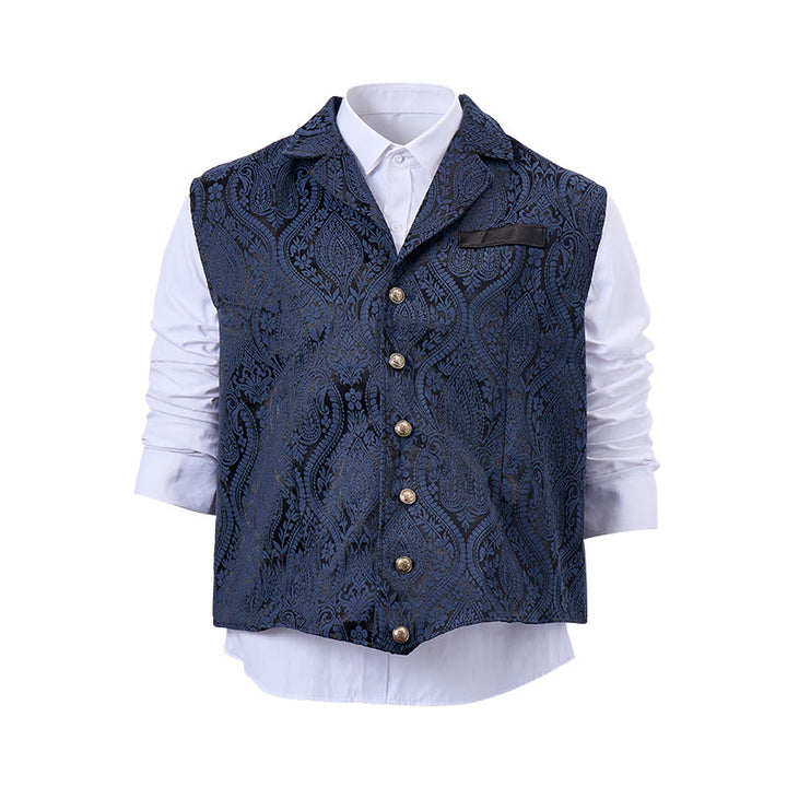 Gilet de costume pour homme, style victorien, en jacquard à motif cachemire et revers cranté - image 0